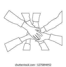 Teamwork Hands Line Art Stock Illustration 1275894952 | Shutterstock