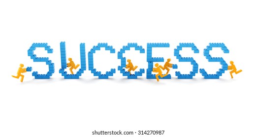 Teamwork success concept, 3d render, white background