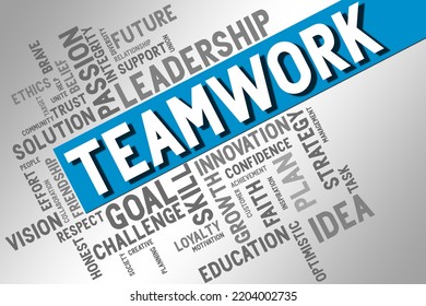 Teamwork Word Cloud Collage, Business Concept Background