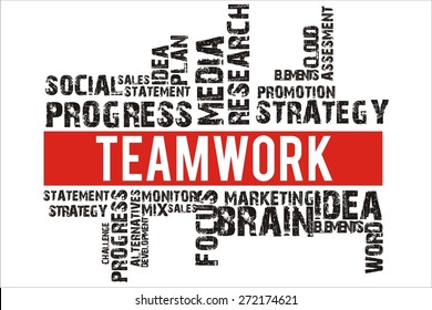 Teamwork Word Collage Red Background Color Stock Illustration 272174621 ...