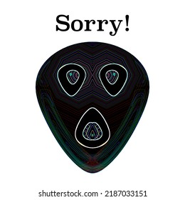 Teardrop Icon Apology Graphic, Bold Gothic Design.