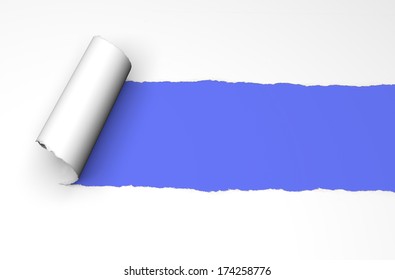 Tearing Paper, Sheet, Paper Toll Curl, Blue