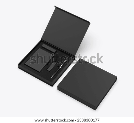 Tech gift set paper hard box for branding. 3d illustration.	