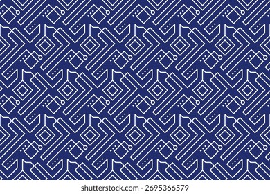 Tech Line Geometry On Blue Background