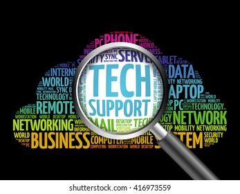 Tech support word cloud with magnifying glass, business concept - Powered by Shutterstock - Get 15% off with code: PIKWIZARD15