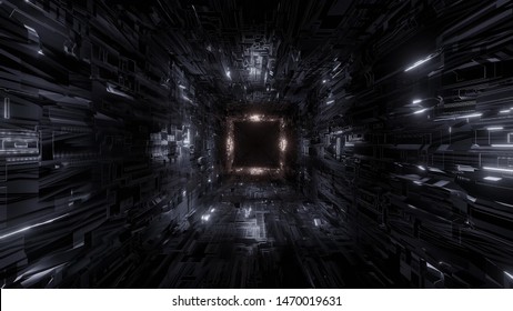 technic technology space tunnel background wallpaper 3d rendering 3d illustration