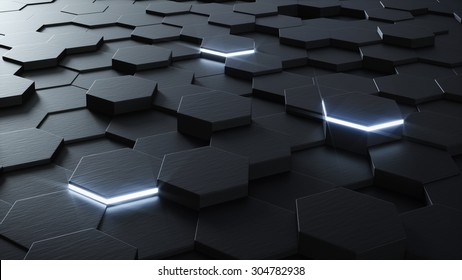 Technical 3D hexagonal background design structure