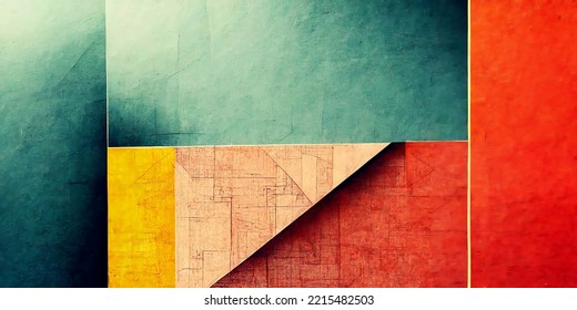 Technical Architecture Schematic Lines, Geometric Art, Sharp Lines Colored Art Illustration