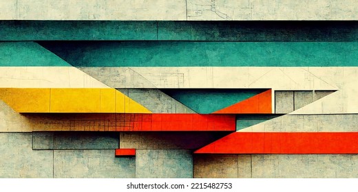 Technical Architecture Schematic Lines, Geometric Art, Sharp Lines Colored Art Illustration