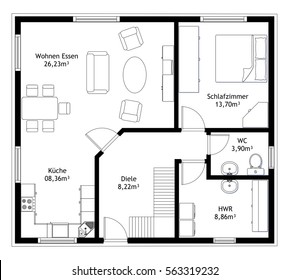 Technical Drawing Home Floor Plan Stock Illustration 563319232