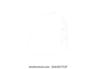Technical Drawing of Modern Travel Backpack - Detailed Line Art Vector Outline for Outdoor Gear, Camping Rucksack, or Student School Bag, Ideal for Design Elements and Blueprint Style Projects.