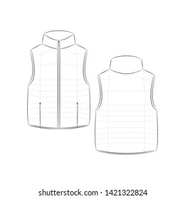 Technical drawing for outwear jacket puffer vest coat Plush leather material Technical template Portfolio inspiration Clothing design 