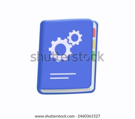 Technical information. User manual, guide, instruction, guidebook, Handbook 3D illustration. Rules guideline or user manual book. Settings, instruction and support concept. 3d icon