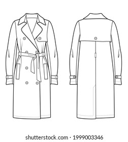Technical Sketch Woman Trench Coat Stock Illustration 1999003346 ...