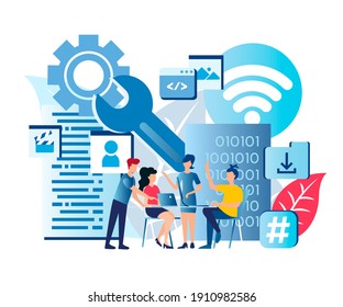 Technical support Center Hotline Call Center Modern technologies to Support Network Users Illustration