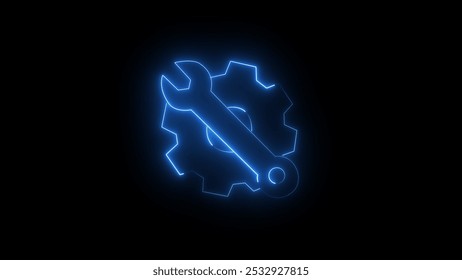 Technical support customer service. neon light setting tool icon illustration background. - Powered by Shutterstock