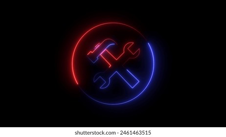 Technical support customer service. UI icon with neon light isolated.