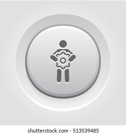 Technical Support Icon. Business Concept. Grey Button Design