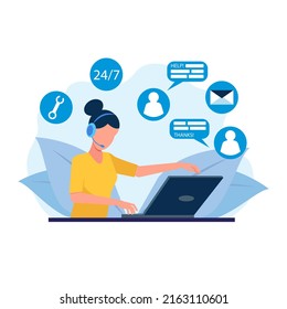 technical support manager. Flat illustration. Customer support