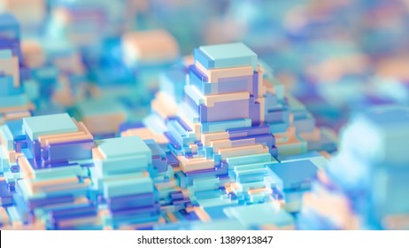 Techno high-tech background, geometry, cube, abstraction. 3d ill