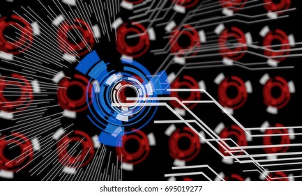 Techno lines of background, 3d render