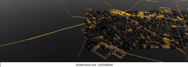 Techno Mega City; Urban And Futuristic Technology Concepts, Original 3d Rendering