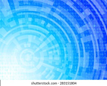 Technological Background Data Numbers And Letters On Blue And White Gradient.
