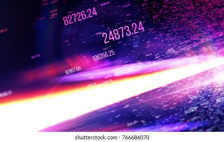 Technological background data transmission channel. Motion of digital data flow. Transferring of big data. Transfer and storage of data sets.