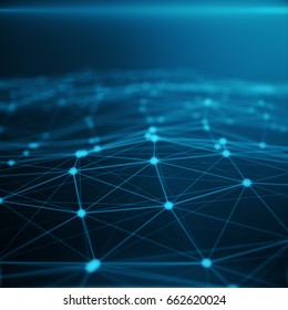 Technological connection in cloud computer, blue dot network, abstract background, Concept of Network Representing Internet Connections, 3D rendering