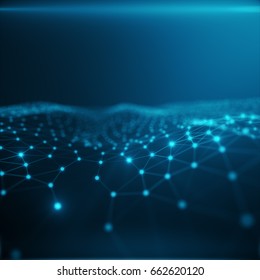 Technological connection in cloud computer, blue dot network, abstract background, Concept of Network Representing Internet Connections, 3D rendering