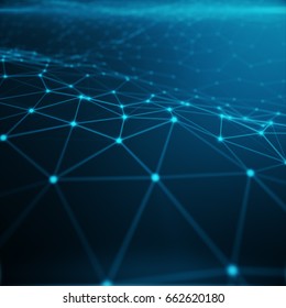 Technological connection in cloud computer, blue dot network, abstract background, Concept of Network Representing Internet Connections, 3D rendering