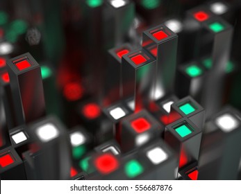 Technological element of system computer communication. 3d rendering