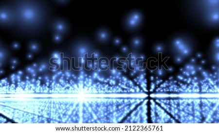 Technological singularity and ascension. A digital space where a bundle of information gathers toward the vanishing point of the Meta verse. A stream of shining light. 3D rendering.