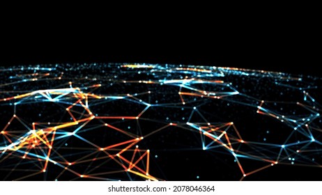 Technology abstract background with connecting dots and lines. Connection structure digital communication. Earth futuristic technology abstract background illustration. 3d rendering