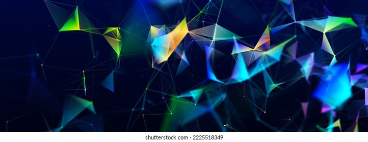 Technology Background. Abstract Digital Combination Dots And Lines. Network Connection Structure. 3d Widescreen