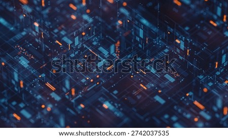 Technology background abstract science big data analysing neural network artificial intelligence futuristic electronic circuit board 3d rendering.