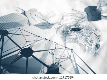 technology background - abstract structure and circuit