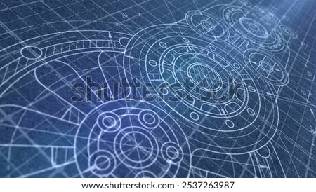 Technology background. Engineering education. Technical drawing . illustration .
