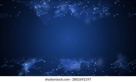 Technology background framing glowing blue nodes and connections along the top and bottom edges, leaving a clean central area for titles.
