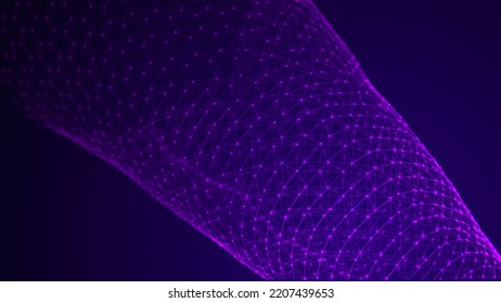 Technology background. Honeycomb concept. Big data. Hexagonal space with connected dots and lines. 3d rendering