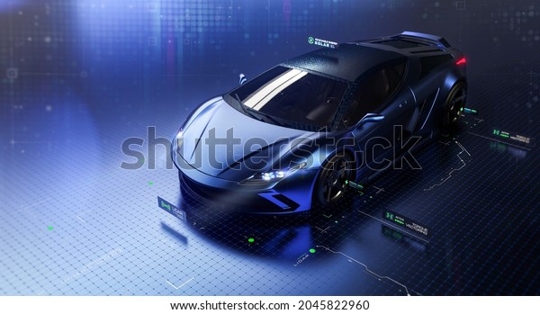 The technology behind modern cars - futuristic \
- 3d rendering