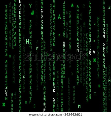 Technology binary background. Binary on green background