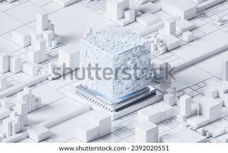 Technology circuit board and core, 3d rendering. 3D illustration.