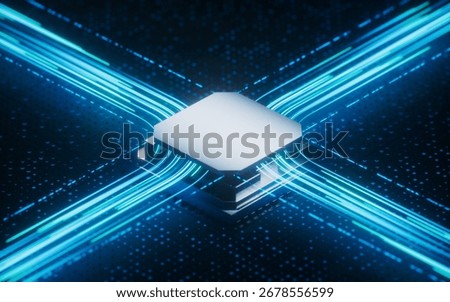 Technology circuit board and core, 3d rendering. 3D illustration.