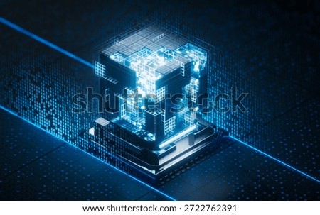 Technology circuit board and core, 3d rendering. 3D illustration.
