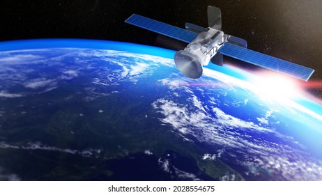 Technology communication image global navigation satellite system,standard generic term for satellite navigation systems,GNSS,3d rendering