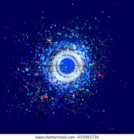Technology concept, shiny lights explosion, abstract futuristic background
