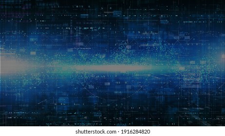 Technology digital abstract background, Digital matrix particles grid virtual reality abstract cyberspace environment background. 3d rendering