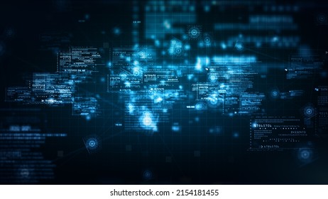 Technology Digital Big Data Connection, Digital Cyberspace, Digital Data Network, And Blockchain Connections, Global Network Background Concept, 3d Rendering.