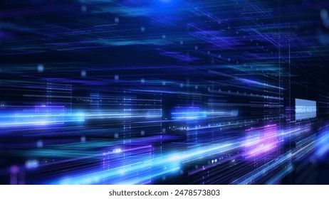 Technology digital cyberspace data network connection perspective view illustration background